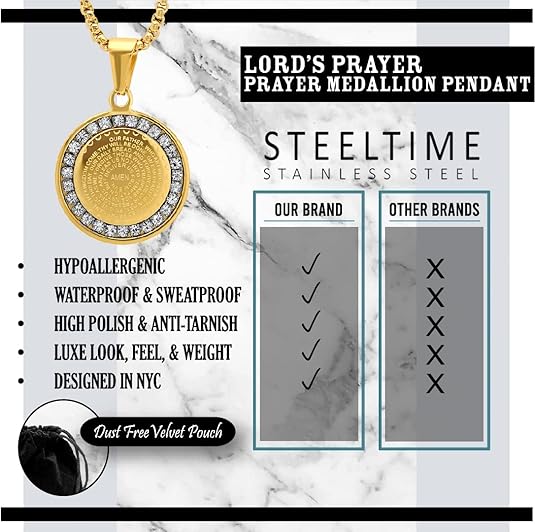 Serenity Prayer Round Pendant With Simulated Diamonds