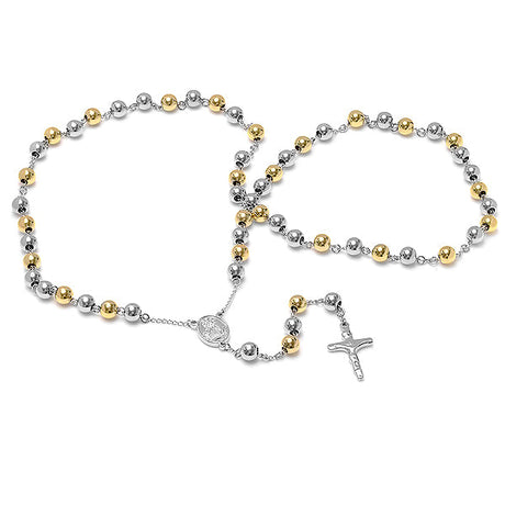 Two Tone Stainless Steel And 18K Gold Plated Rosary