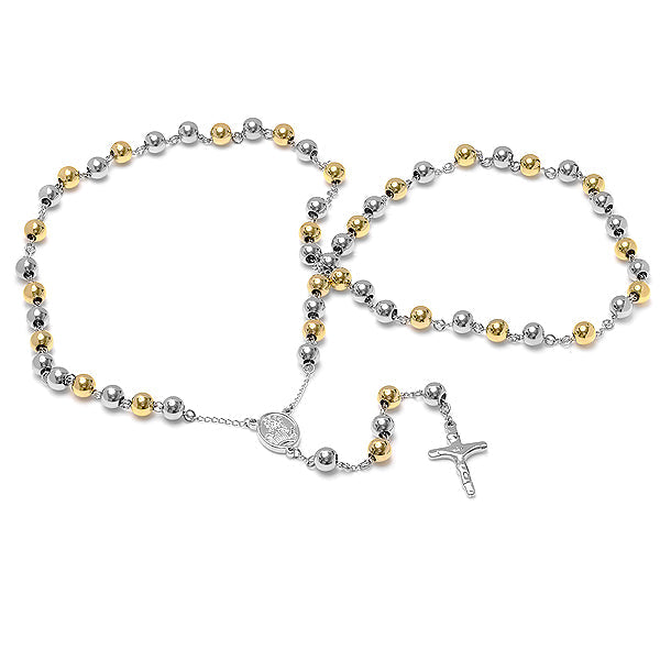 Two Tone Stainless Steel And 18K Gold Plated Rosary