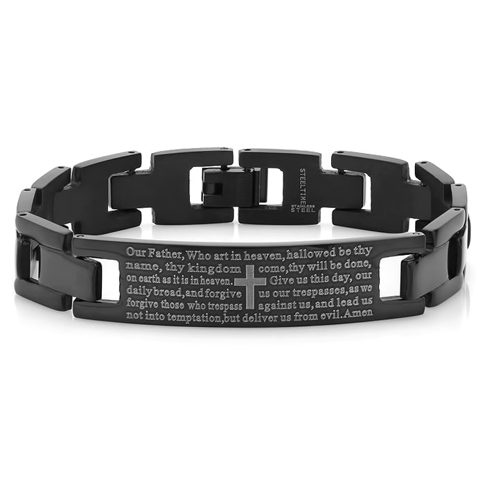 Stainless Steel Our Father Prayer Link Bracelet