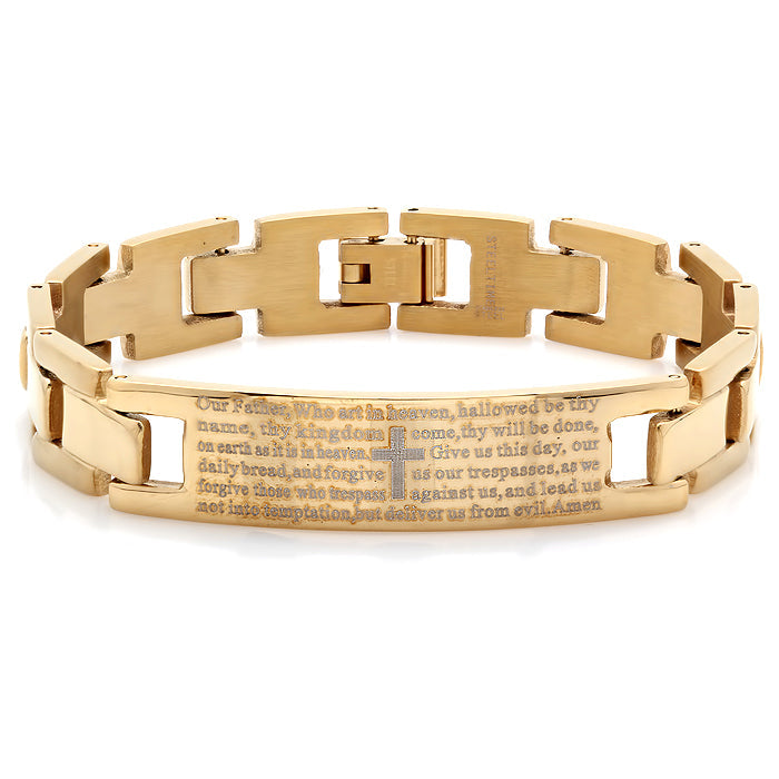 Stainless Steel Our Father Prayer Link Bracelet