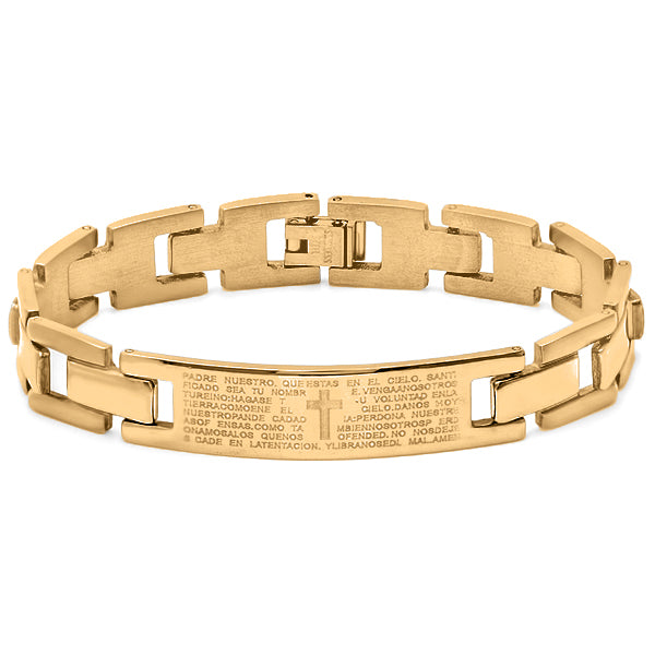 Stainless Steel Id Bracelet With 'Padre Nuestro' Lord'S Prayer