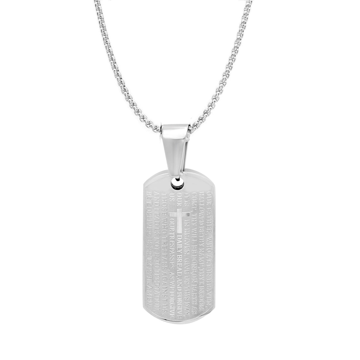 Lords Prayer Beveled Dog Tag
