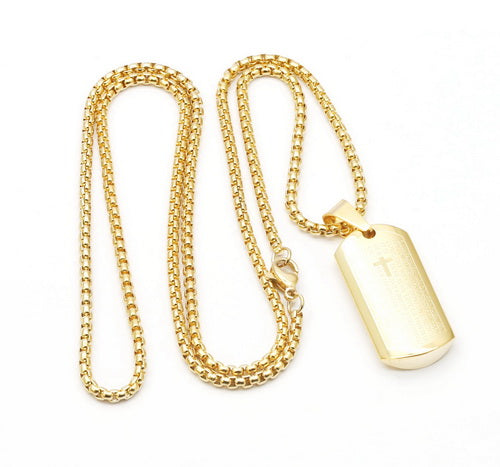 Lords Prayer Beveled Dog Tag