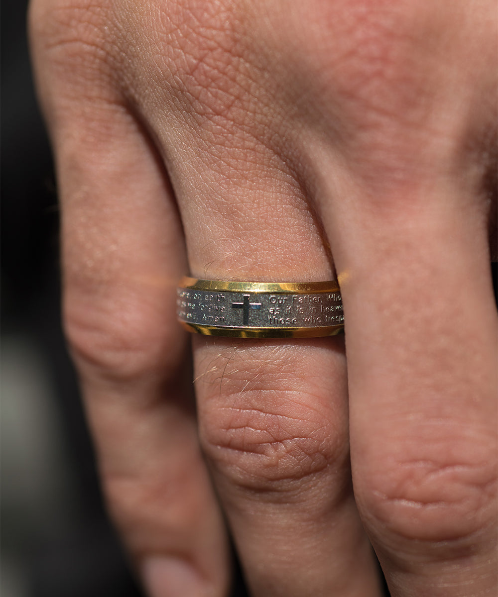Two Tone Lords Prayer Ring