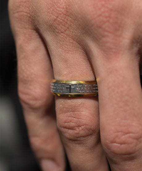 Two Tone Lords Prayer Ring