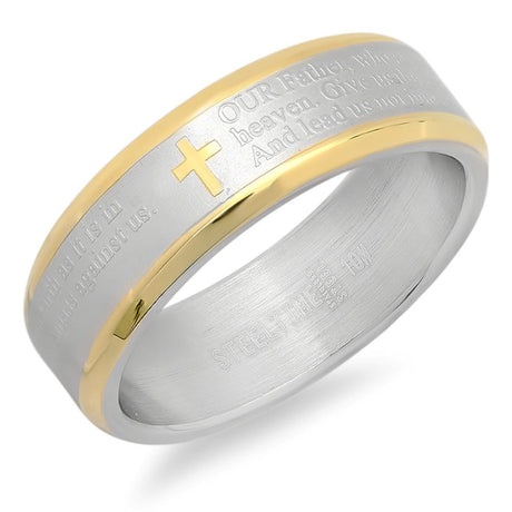 Two Tone Lords Prayer Ring