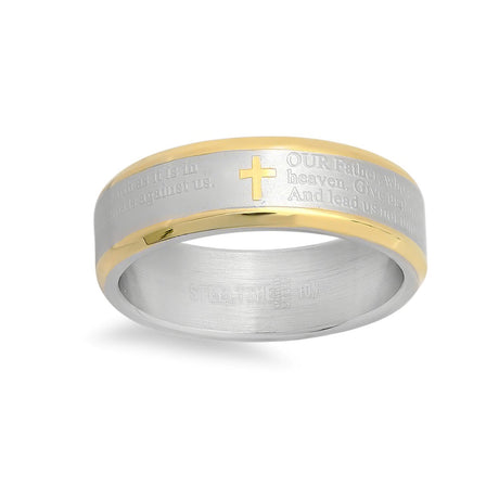 Two Tone Lords Prayer Ring