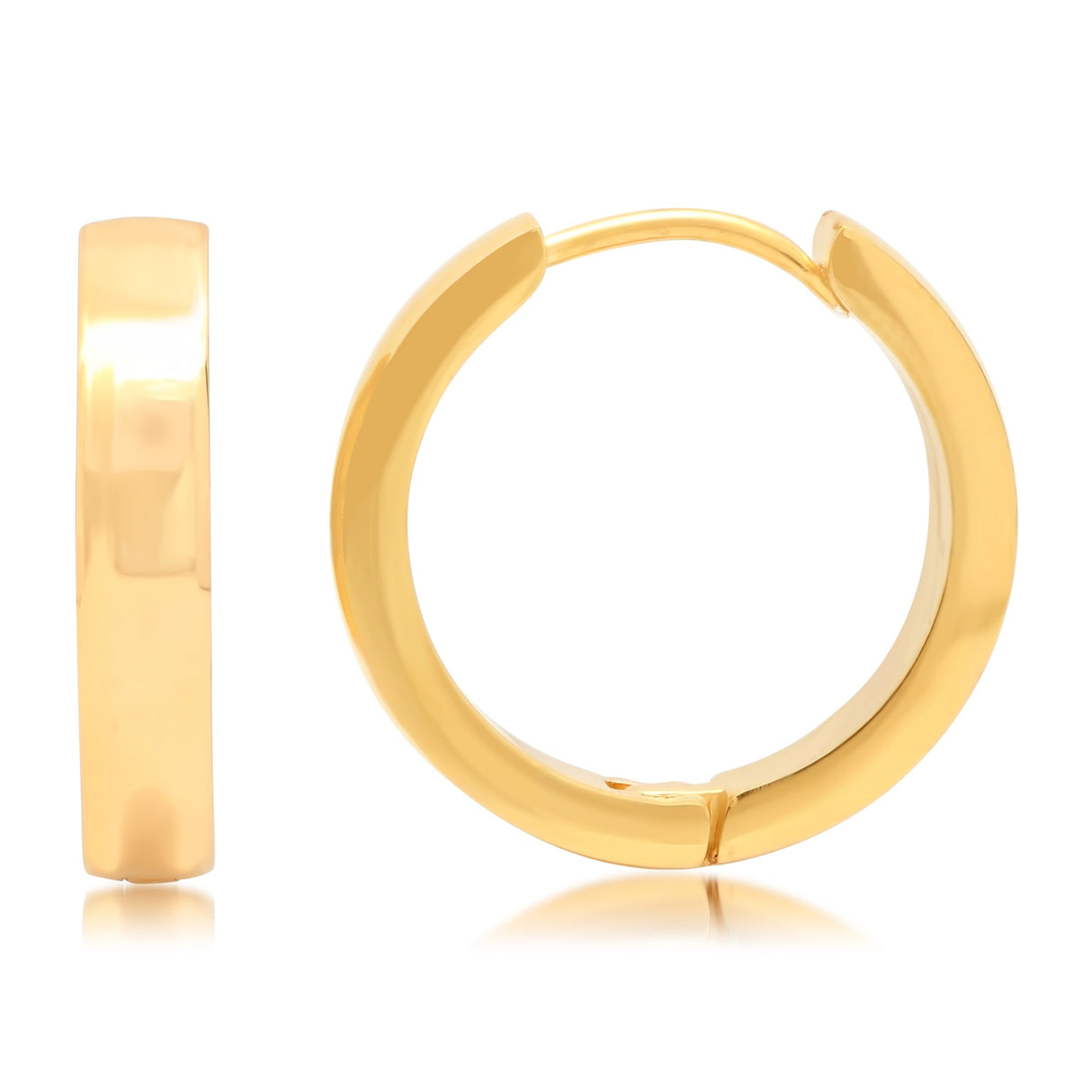 Steeltime 18K Gold Plated Stainless Steel Huggie Earrings