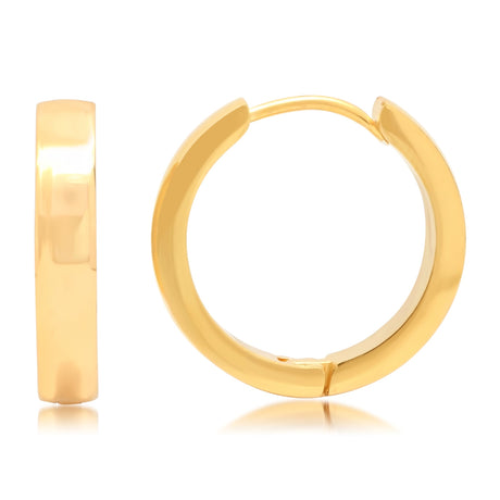 Steeltime 18K Gold Plated Stainless Steel Huggie Earrings