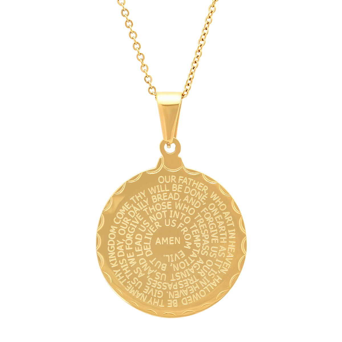 Ladies Double Sided Stainless Steel Lord's Prayer And Serenity Prayer Pendant.