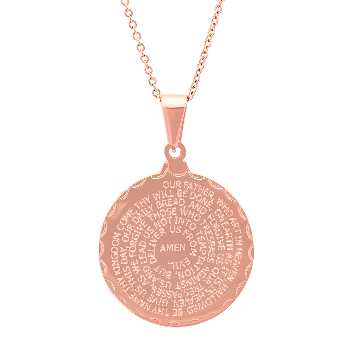 Ladies Double Sided Stainless Steel Lord's Prayer And Serenity Prayer Pendant.