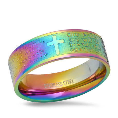 Wide Banded Lord's Prayer Ring