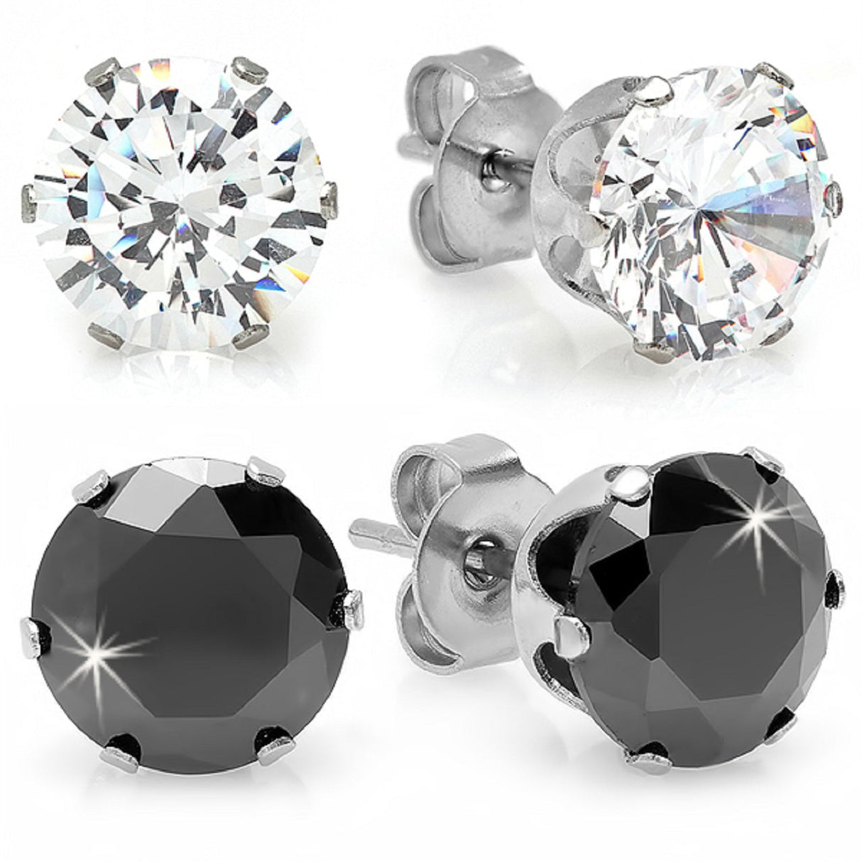 Checkerboard CZ Stud Earring Set