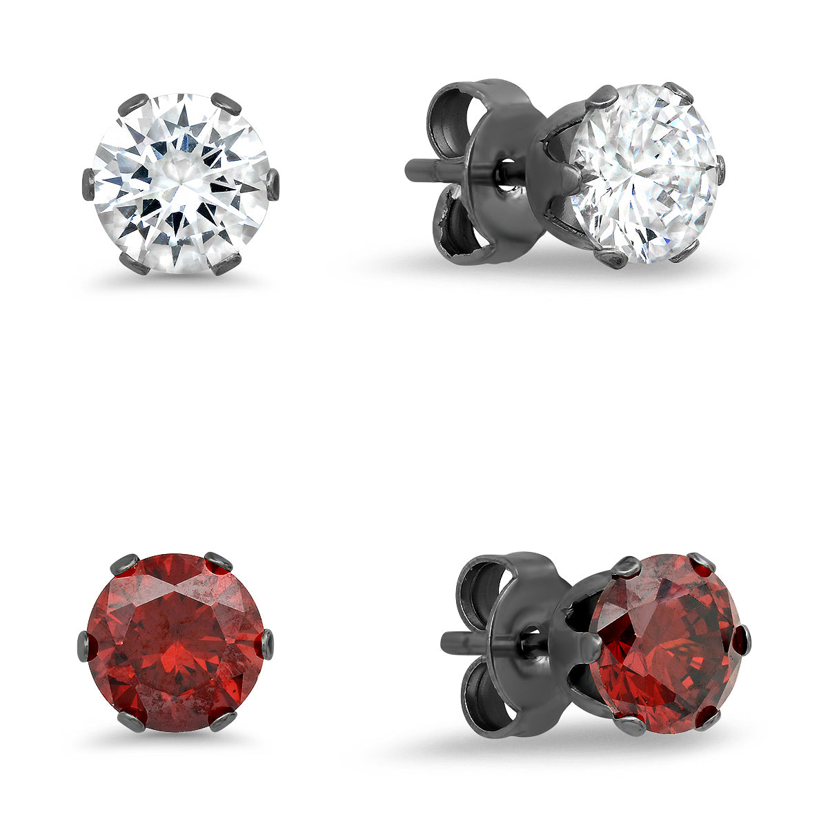 Crystal + Ruby CZ Stud Set