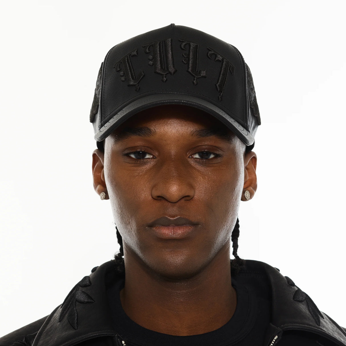 Cult Of Individuality X El Alfa Logo 5 Panel A Frame Trucker Hat "Flower" in Black