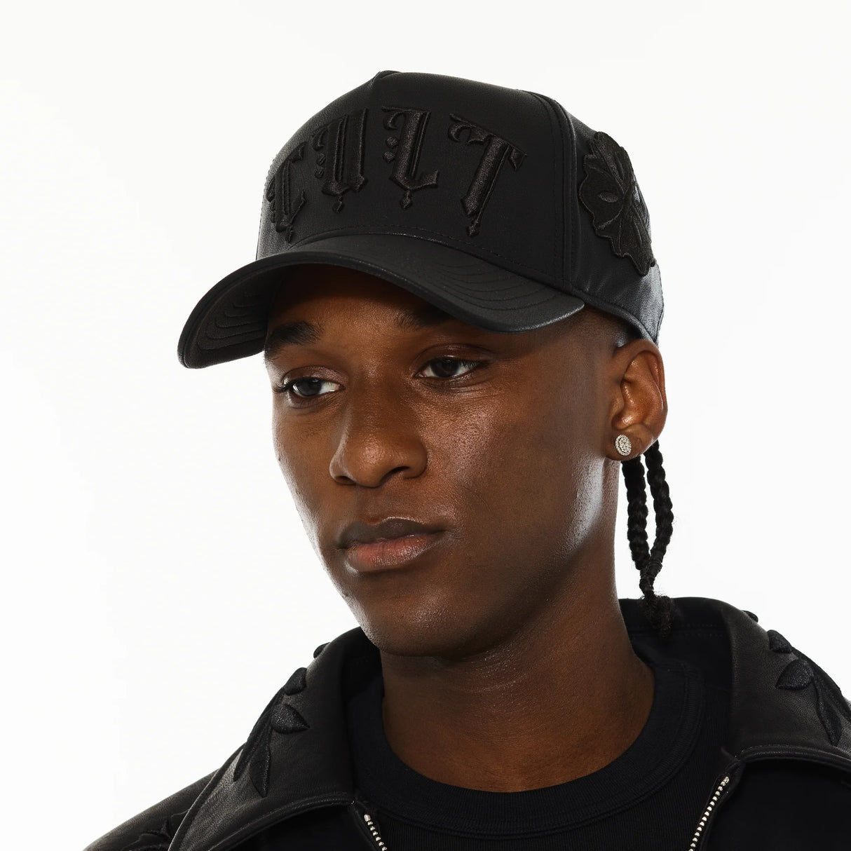 Cult Of Individuality X El Alfa Logo 5 Panel A Frame Trucker Hat "Flower" in Black