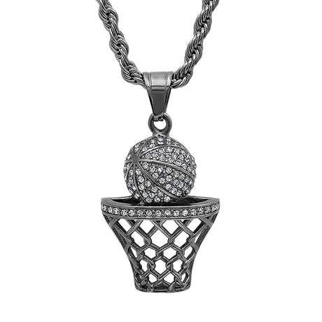 Swish Basketball Pendant Necklace