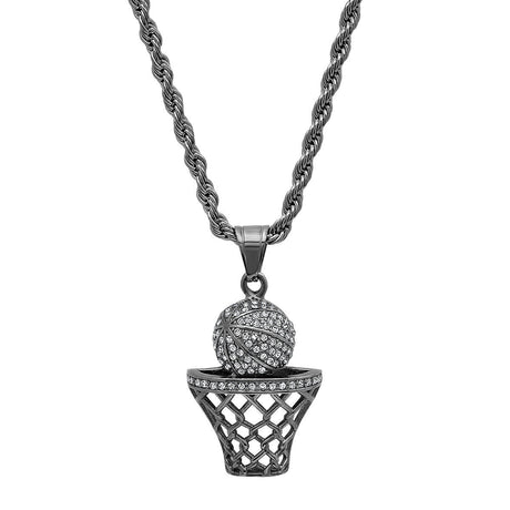 Swish Basketball Pendant Necklace