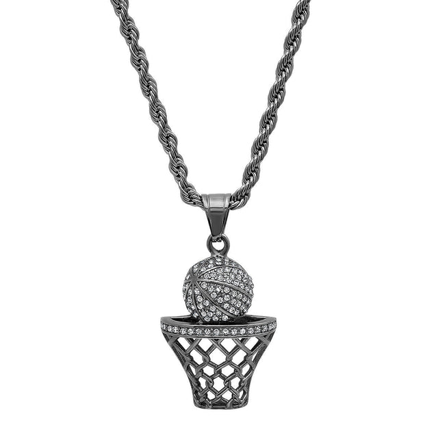Swish Basketball Pendant Necklace
