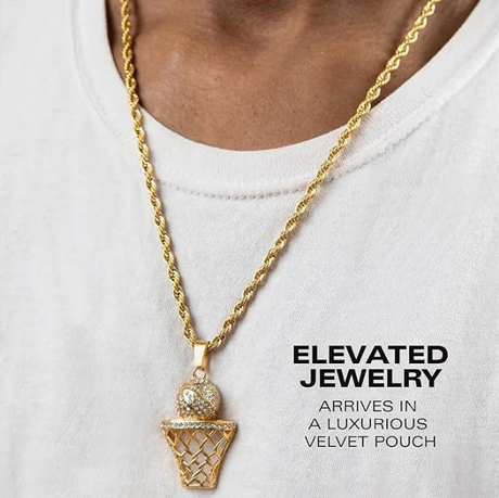 Swish Basketball Pendant Necklace