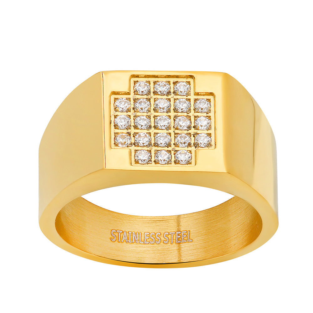 Box Cross Iced Out Statement Ring