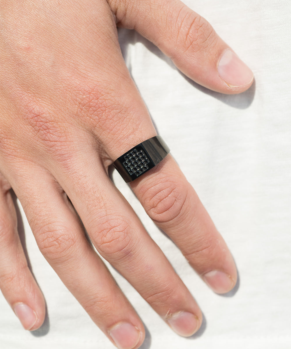 Box Cross Iced Out Statement Ring