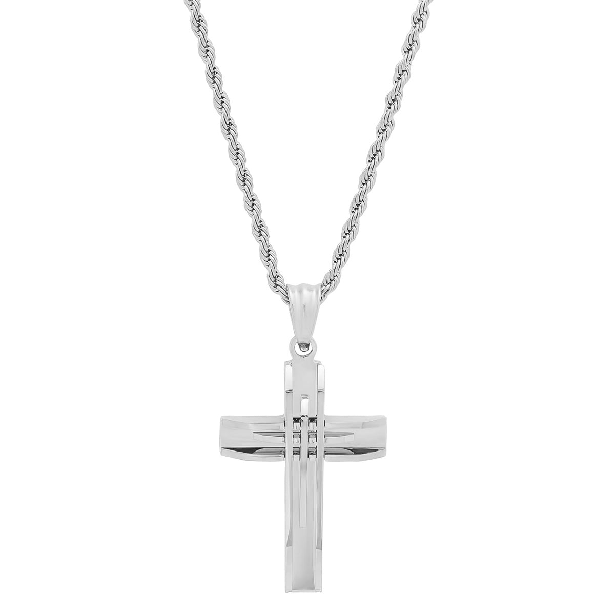 Accent Cut Cross Pendant Necklace