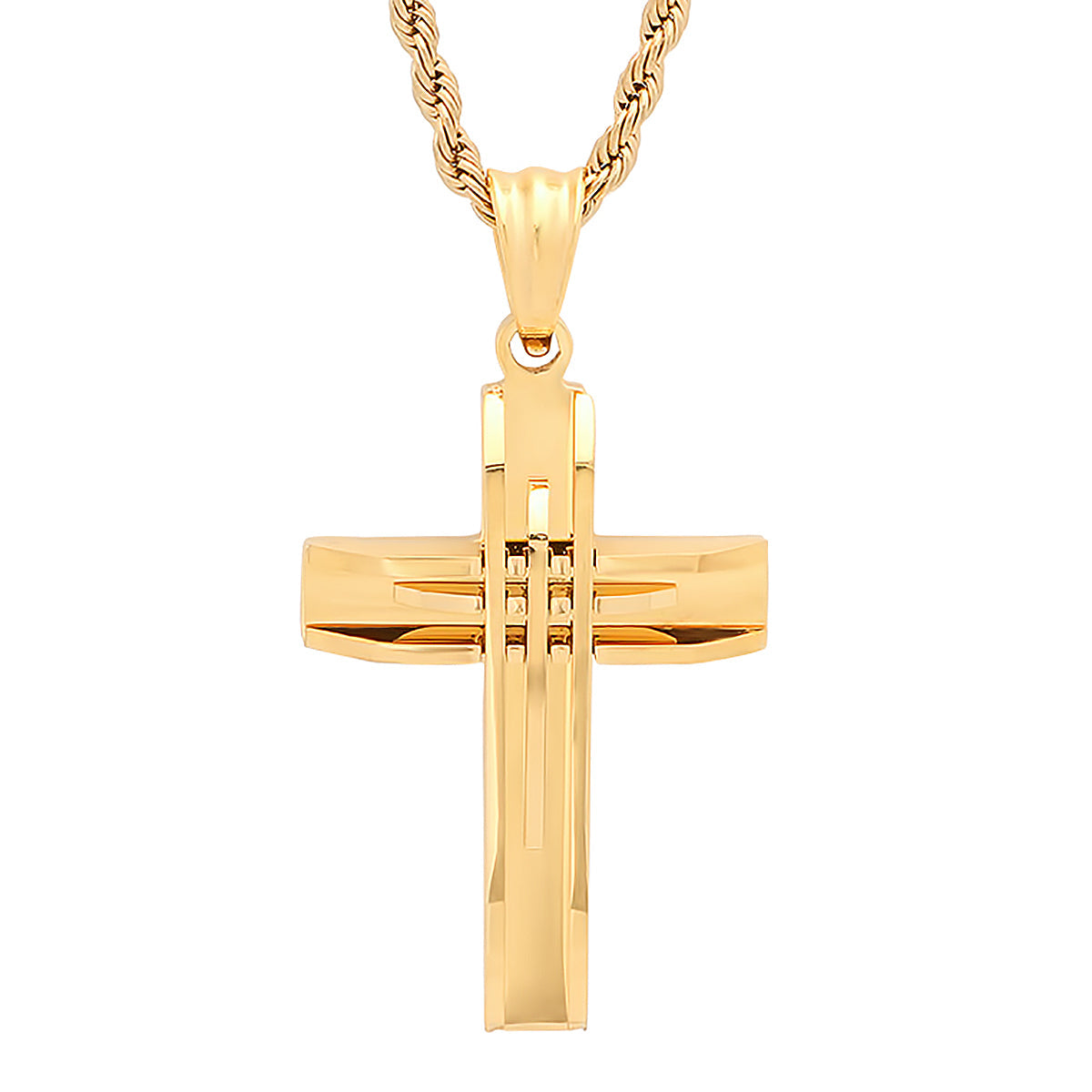 Accent Cut Cross Pendant Necklace