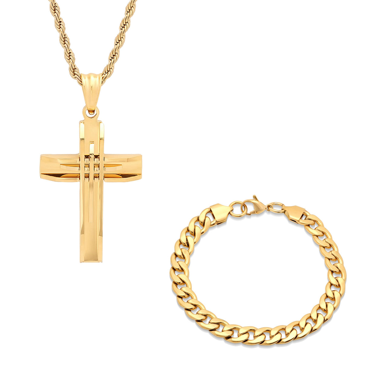 Accent Cut Cross Pendant Necklace