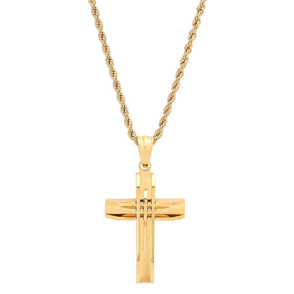 Accent Cut Cross Pendant Necklace