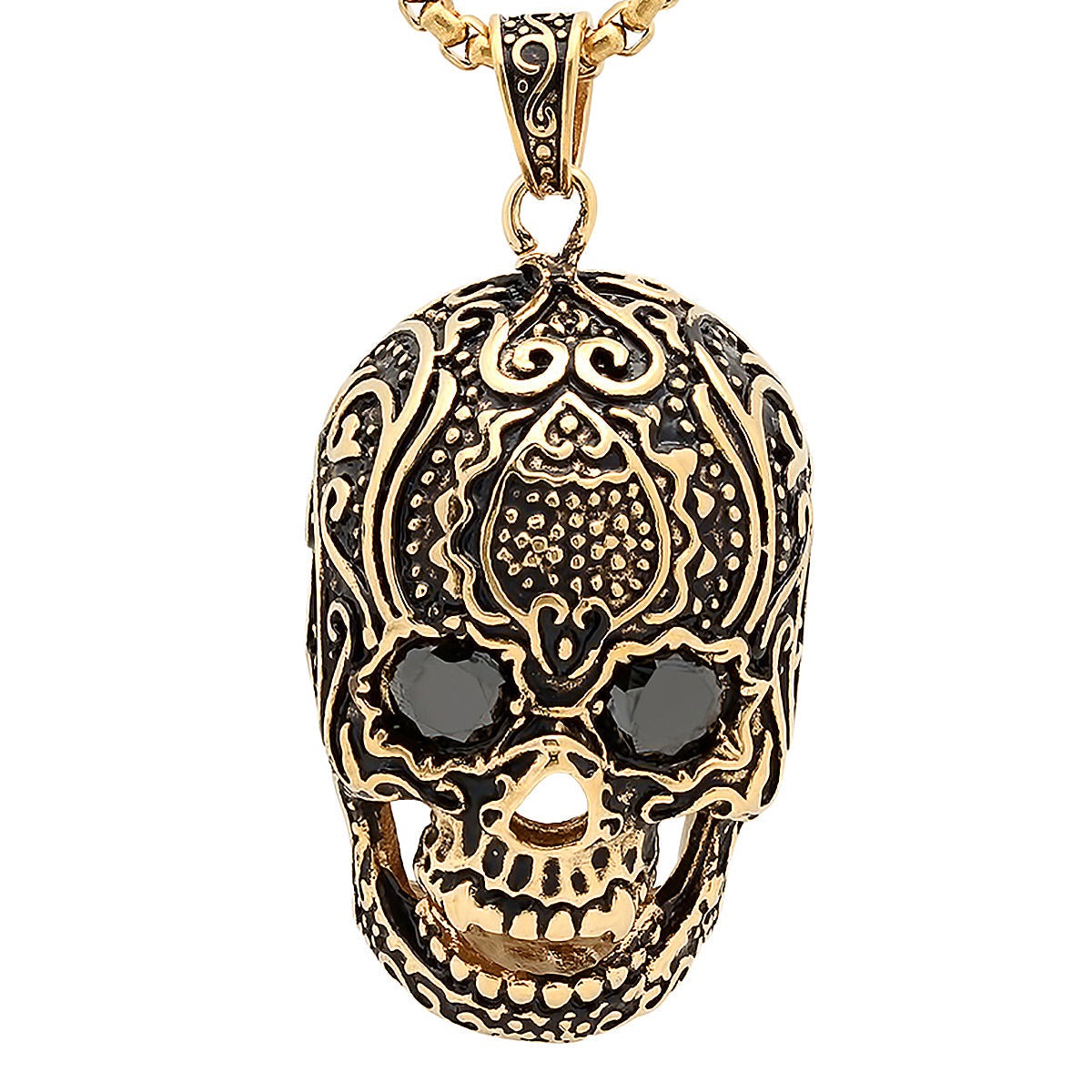 Skull Pendant with Simulated Diamonds