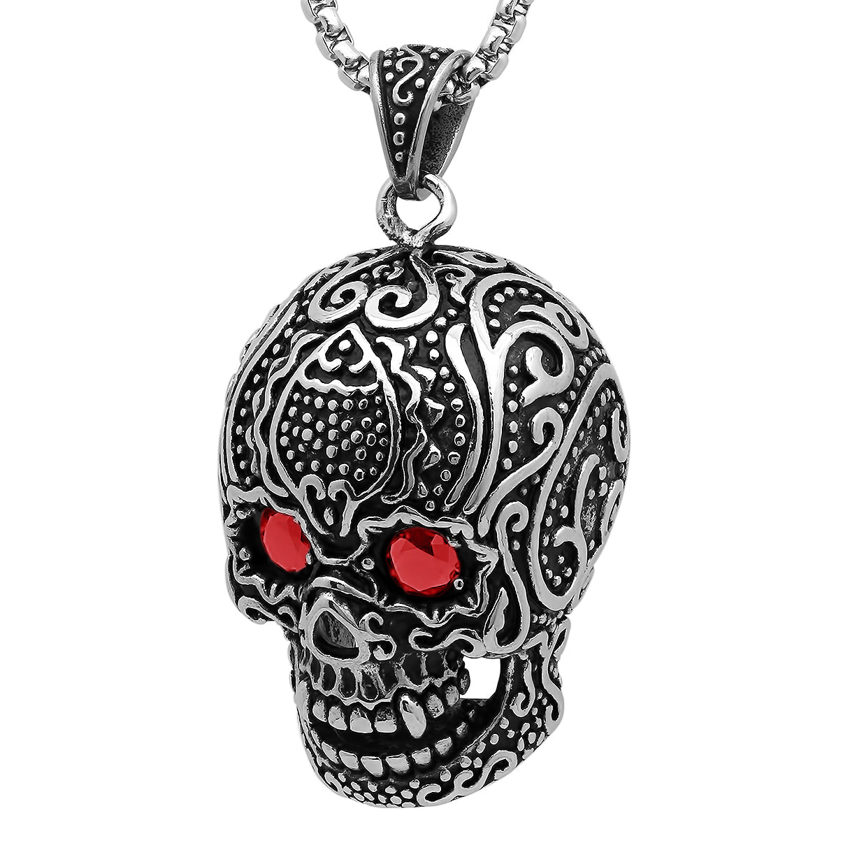 Skull Pendant with Simulated Diamonds