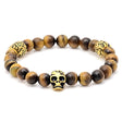 Tiger Eye + Antiqued Skull Stretch Bracelet