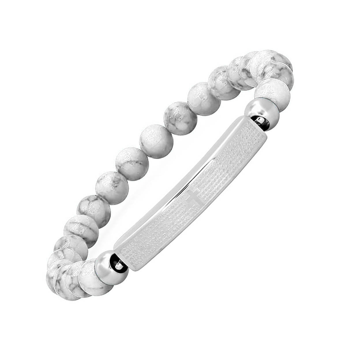 Stainless Steel Beaded Our Father English Prayer Id Drawstring Bracelet