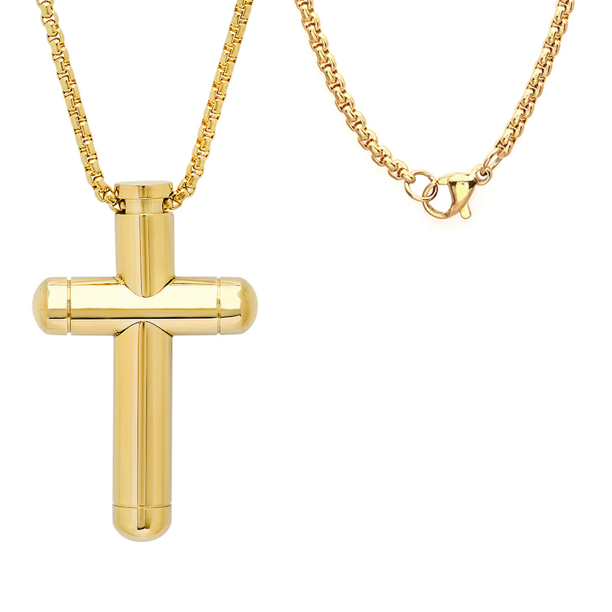 18K Gold Plated Stainless Steel Tube Cross Pendant