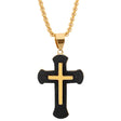 Two Tone 18k Gold Plated and Black Ip Cross