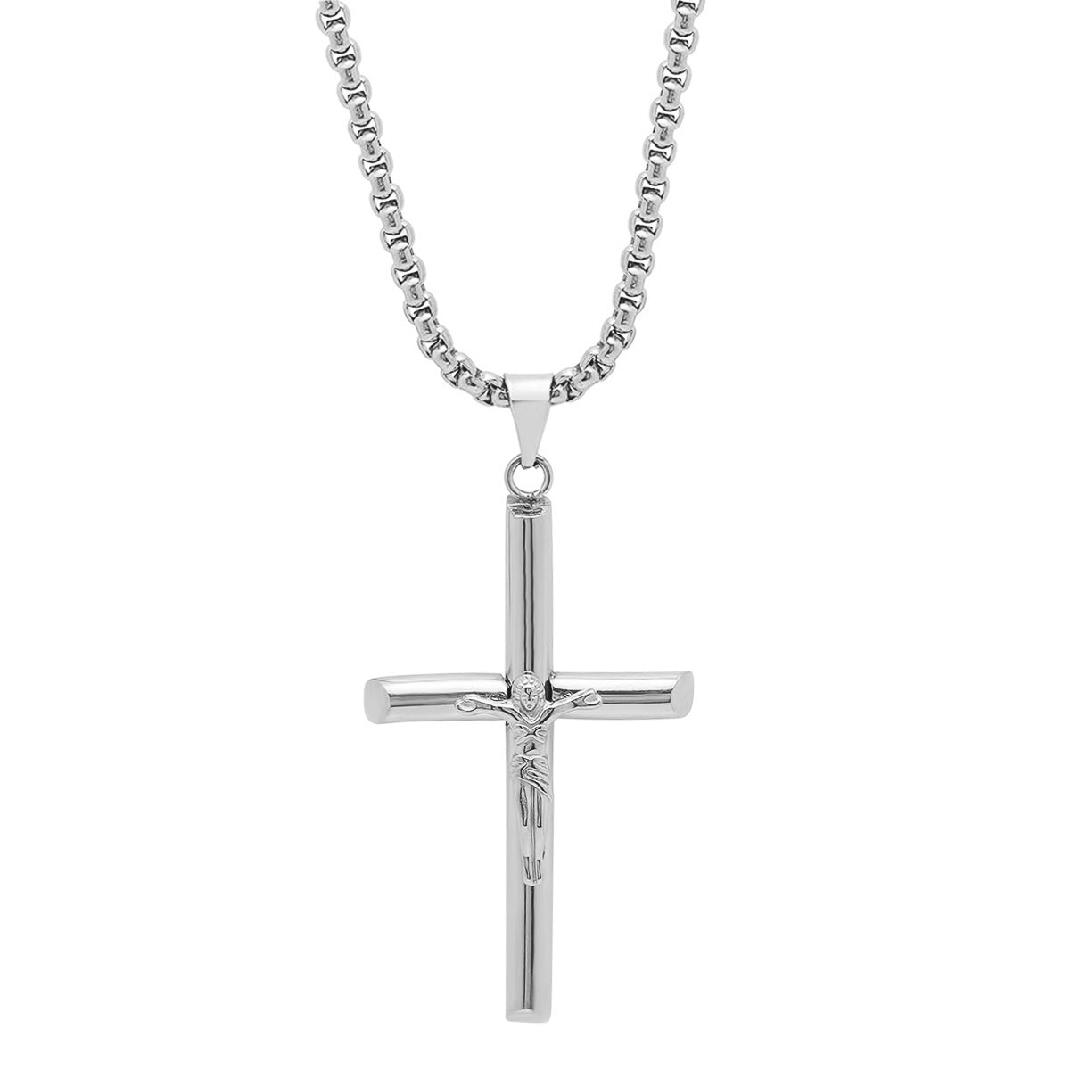 Stainless Steel Crucifix Tube Pendant