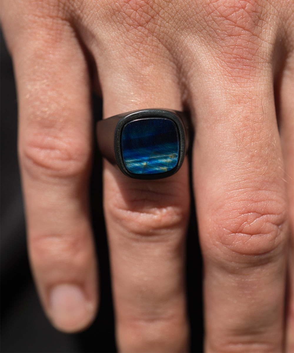 Blue Tiger Eye Statement Ring