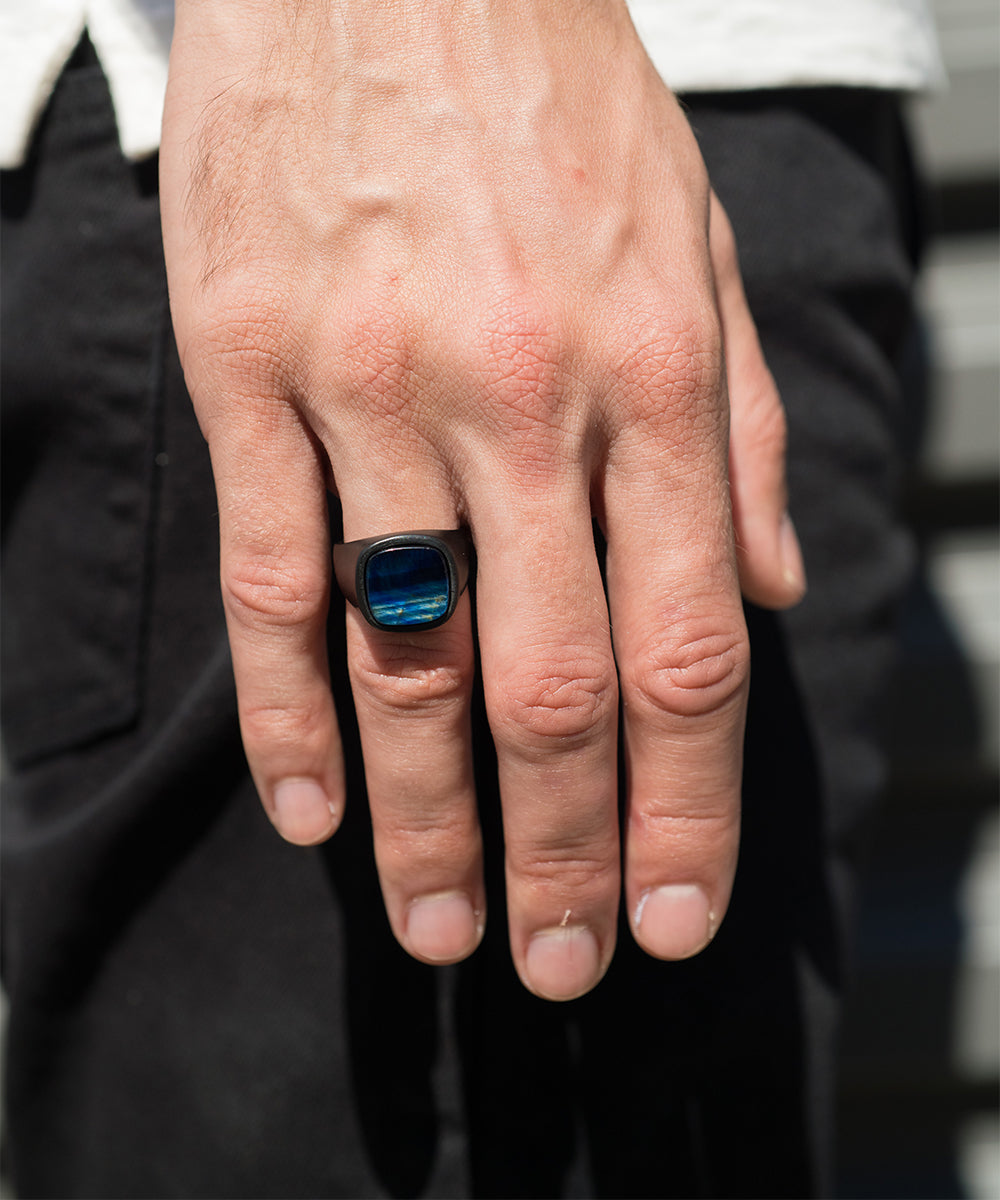 Blue Tiger Eye Statement Ring