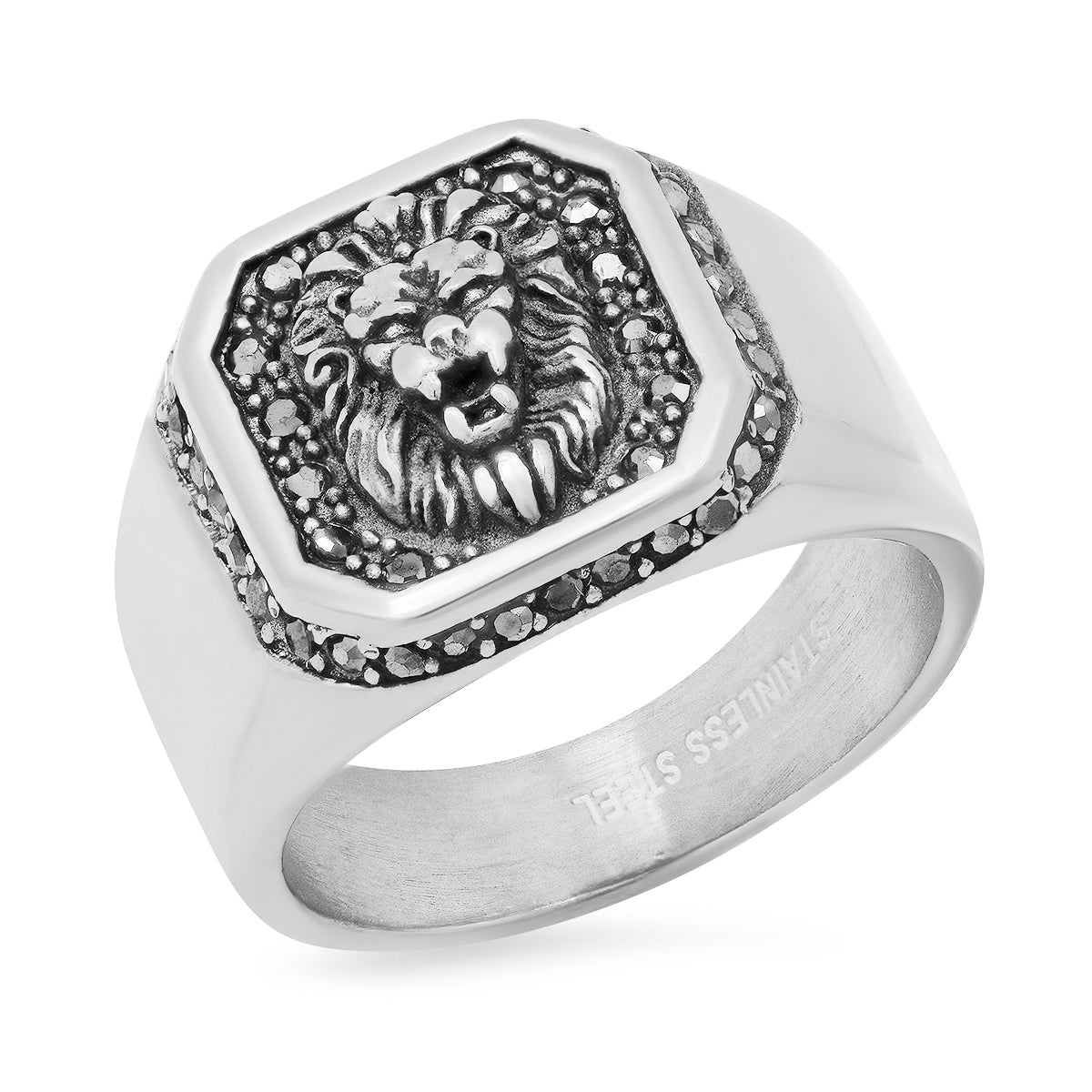 Lion's Head Stone Accented Statement Ring