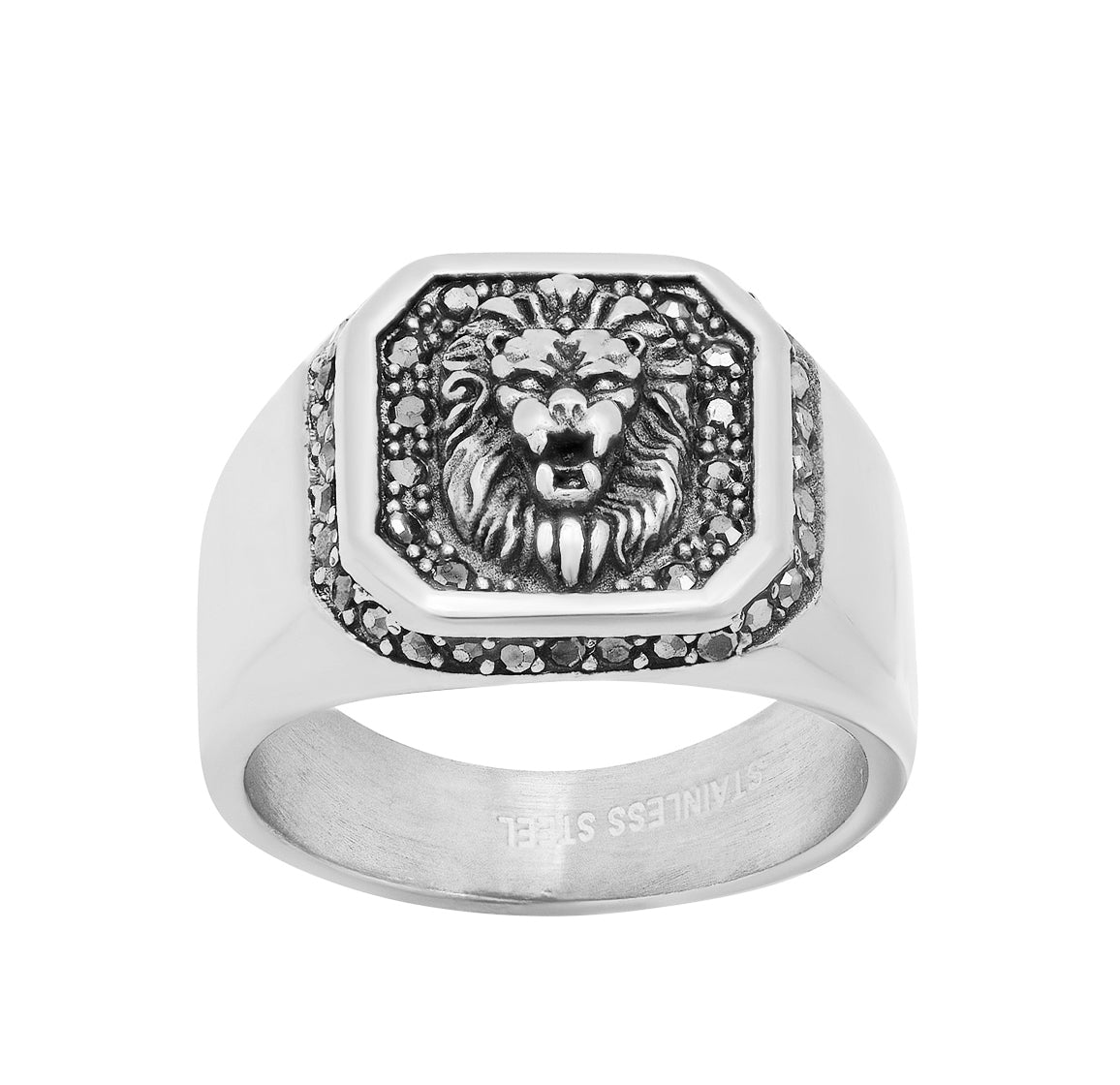Lion's Head Stone Accented Statement Ring