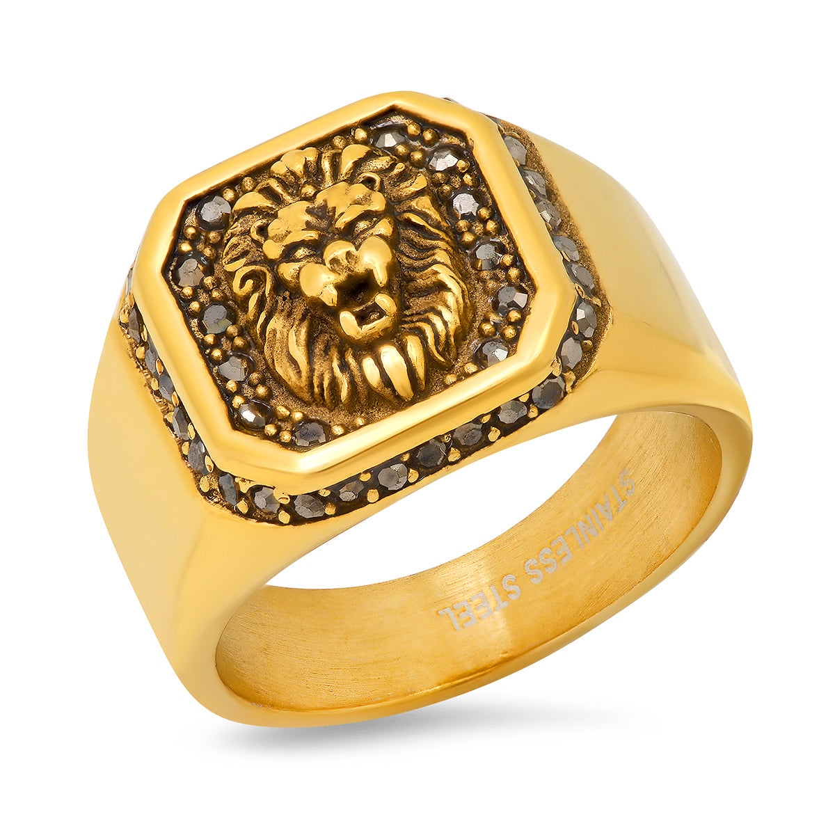 Lion's Head Stone Accented Statement Ring