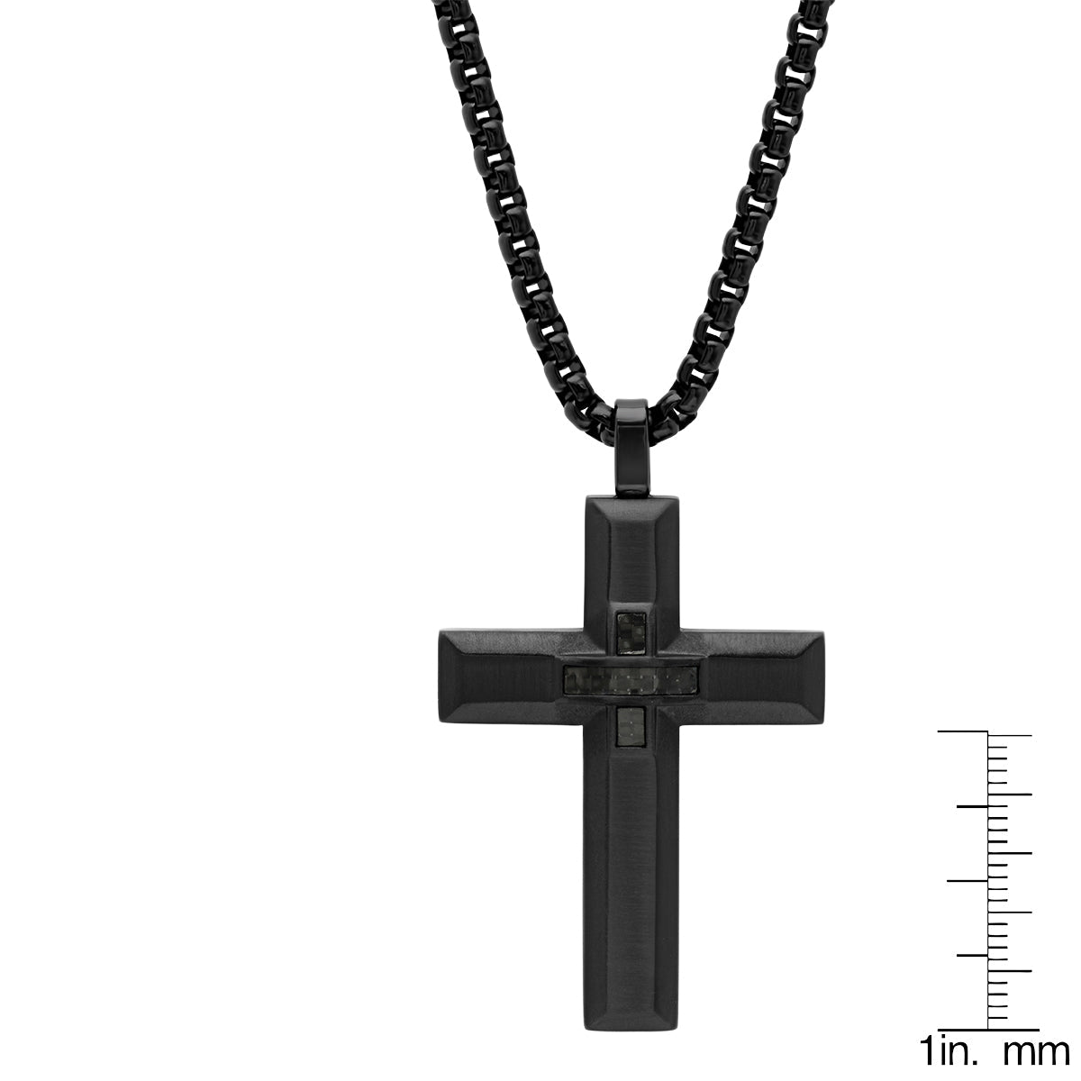 Black Cross Pendant With Black Carbon Fiber Center