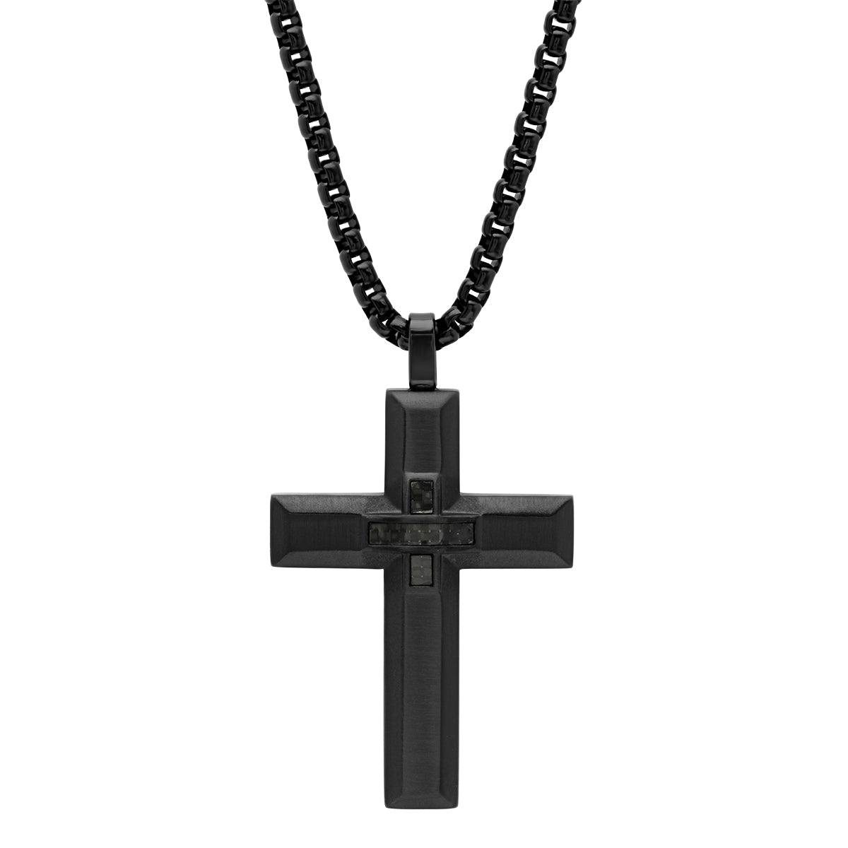 Black Cross Pendant With Black Carbon Fiber Center