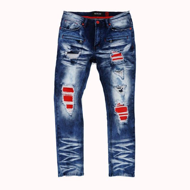 Makobi M1970 Ashton Shredded Jeans- Dark Wash