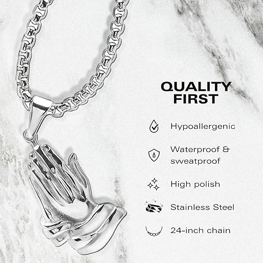 Bless Up Prayer Hands Pendant