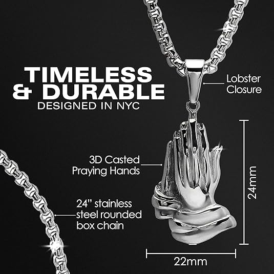 Bless Up Prayer Hands Pendant