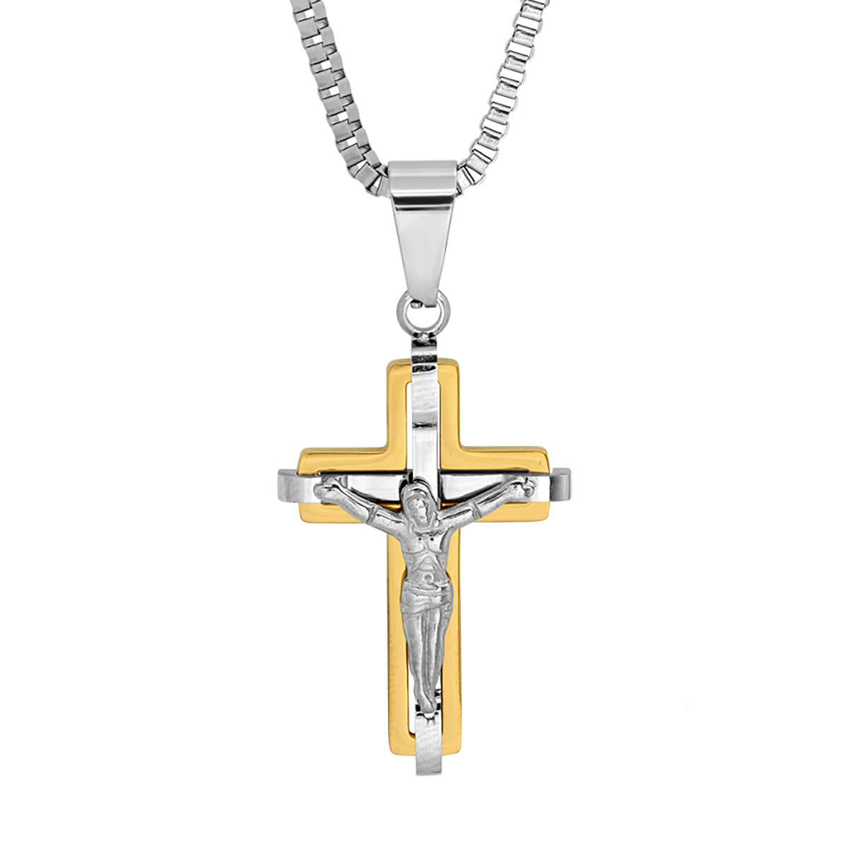 Crucifix Pendant on Figaro Chain