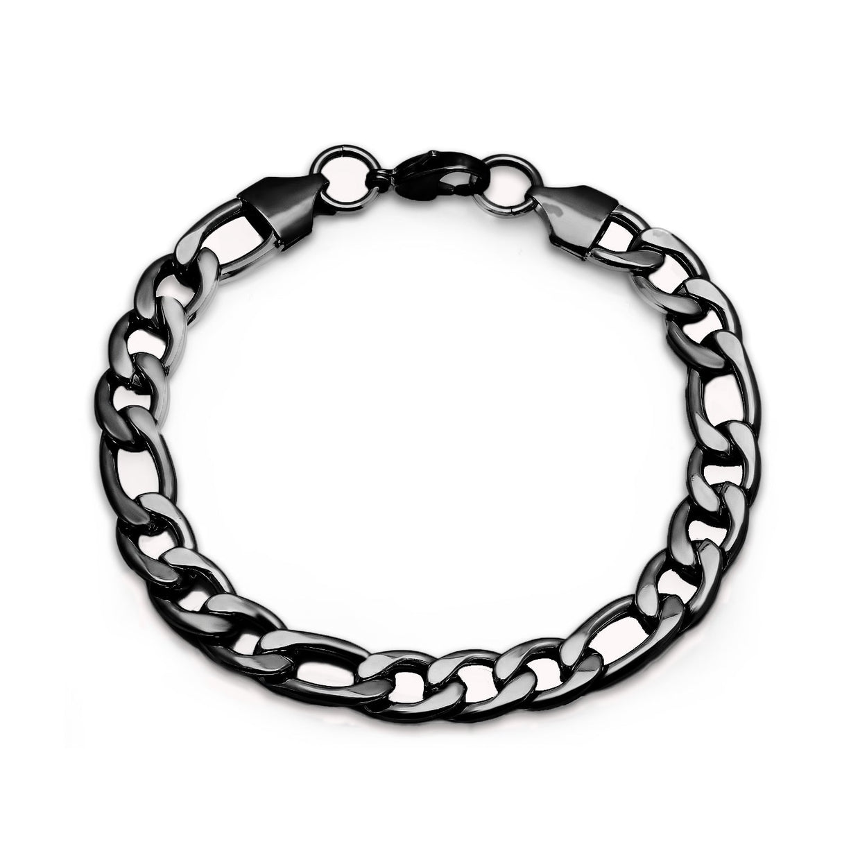 Black Ion Plated Figaro Link Bracelet